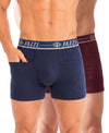T.T. Jazzz Men’S Cotton Trunk With Outer Pocket|Comfortable Fit|Top Elastic Waistband|Pack Of 2|Blue,Maroon