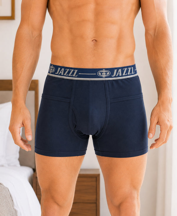 T.T. Jazzz Men’S Cotton Trunk With Outer Pocket|Comfortable Fit|Top Elastic Waistband|Pack Of 2|Blue,Brown