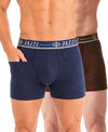 T.T. Jazzz Men’S Cotton Trunk With Outer Pocket|Comfortable Fit|Top Elastic Waistband|Pack Of 2|Blue,Brown