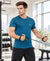 HiFlyers Men Regular Fit Polyster Pique Round Neck Half Sleev Tshirt Teal Blue