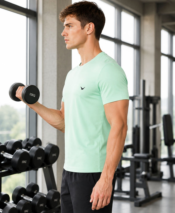HiFlyers Men Regular Fit Polyster Pique Round Neck Half Sleev Tshirt Pista