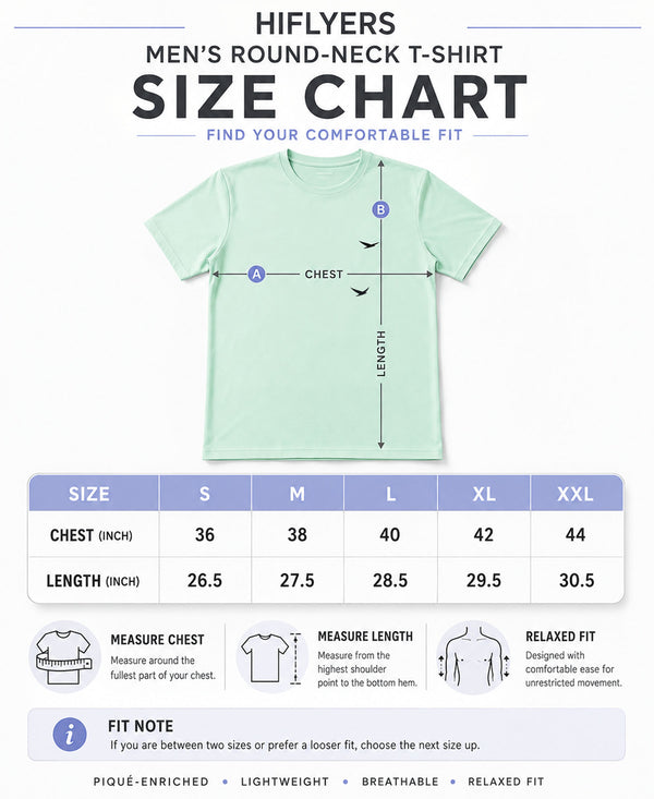 HiFlyers Men Regular Fit Polyster Pique Round Neck Half Sleev Tshirt Pista