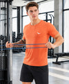 HiFlyers Men Regular Fit Polyster Pique Round Neck Half Sleev Tshirt Orange