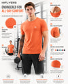 HiFlyers Men Regular Fit Polyster Pique Round Neck Half Sleev Tshirt Orange