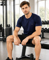 HiFlyers Men Regular Fit Polyster Pique Round Neck Half Sleev Tshirt Navy