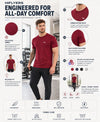 HiFlyers Men Regular Fit Polyster Pique Round Neck Half Sleev Tshirt Maroon