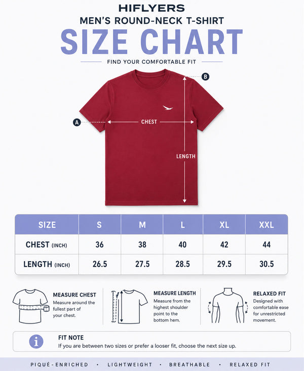 HiFlyers Men Regular Fit Polyster Pique Round Neck Half Sleev Tshirt Maroon