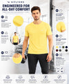 HiFlyers Men Regular Fit Polyster Pique Round Neck Half Sleev Tshirt Lemon