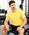 HiFlyers Men Regular Fit Polyster Pique Round Neck Half Sleev Tshirt Lemon
