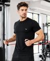 HiFlyers Men Regular Fit Polyster Pique Round Neck Half Sleev Tshirt Black