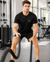 HiFlyers Men Regular Fit Polyster Pique Round Neck Half Sleev Tshirt Black