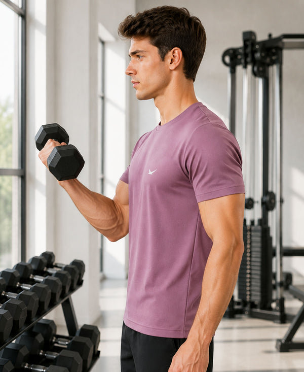 HiFlyers Men Regular Fit Polyster Pique Round Neck Half Sleev Tshirt Dark Onion