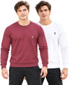 T.T. Men Classic Winter Essential T-Shirt|Polyester 180 Gsm|Regular Fit|Round Neck|Full Sleeve Tees|Pack Of 2|Onion,White