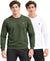 T.T. Men Classic Winter Essential T-Shirt|Polyester 180 Gsm|Regular Fit|Round Neck|Full Sleeve Tees|Pack Of 2|Olive,White