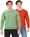 T.T. Men Classic Winter Essential T-Shirt|Polyester 180 Gsm|Regular Fit|Round Neck|Full Sleeve Tees|Pack Of 2|Green,Rust