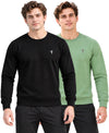 T.T. Men Classic Winter Essential T-Shirt|Polyester 180 Gsm|Regular Fit|Round Neck|Full Sleeve Tees|Pack Of 2|Black,Green