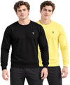 T.T. Men Classic Winter Essential T-Shirt|Polyester 180 Gsm|Regular Fit|Round Neck|Full Sleeve Tees|Pack Of 2|Black,Yellow