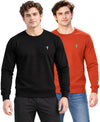 T.T. Men Classic Winter Essential T-Shirt|Polyester 180 Gsm|Regular Fit|Round Neck|Full Sleeve Tees|Pack Of 2|Black,Rust