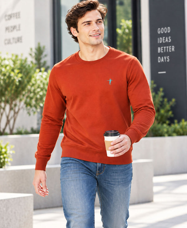 T.T. Men Classic Winter Essential T-Shirt|Polyester 180 Gsm|Regular Fit|Round Neck|Full Sleeve TeesRust