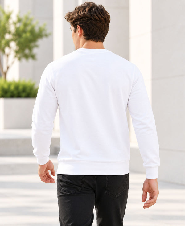 T.T. Men Classic Winter Essential T-Shirt|Polyester 180 Gsm|Regular Fit|Round Neck|Full Sleeve TeesWhite