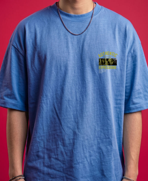 T.T. Men OversizedGraaphic Printed T-Shirt Sky Blue
