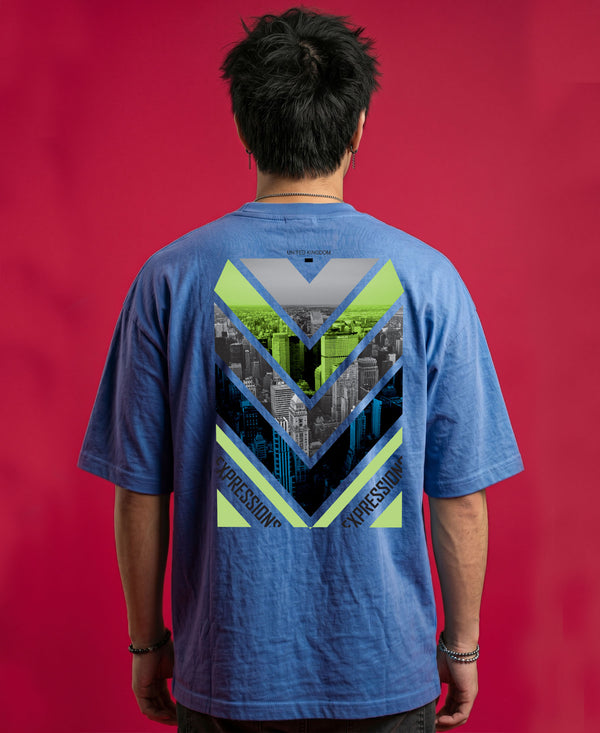 T.T. Men OversizedGraaphic Printed T-Shirt Sky Blue
