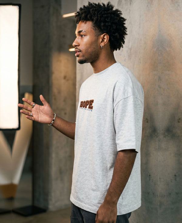 T.T. Men OversizedGraaphic Printed T-Shirt Grey Melange