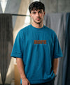 T.T. Men OversizedGraaphic Printed T-Shirt Teal Blue