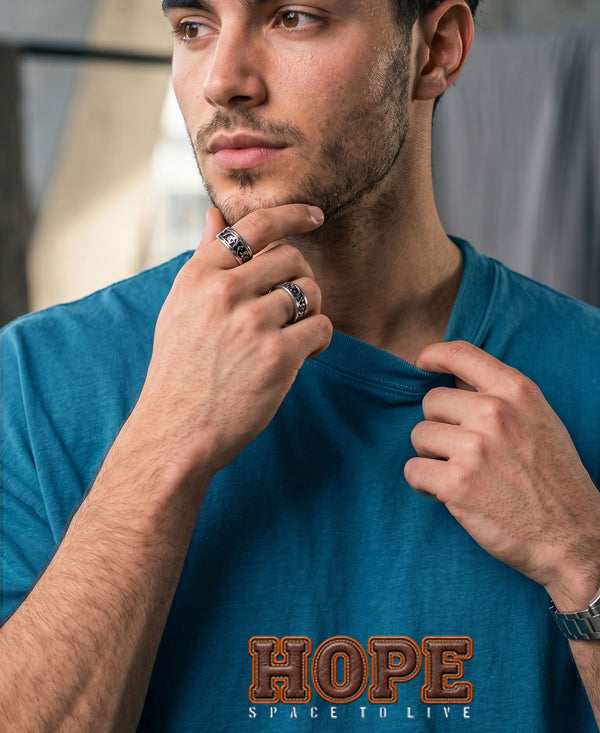 T.T. Men OversizedGraaphic Printed T-Shirt Teal Blue