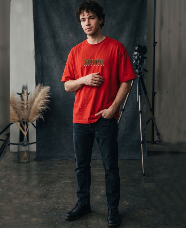 T.T. Men OversizedGraaphic Printed T-Shirt Red