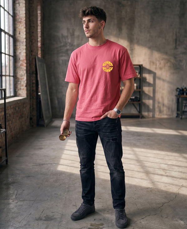 T.T. Men OversizedGraaphic Printed T-Shirt Pink