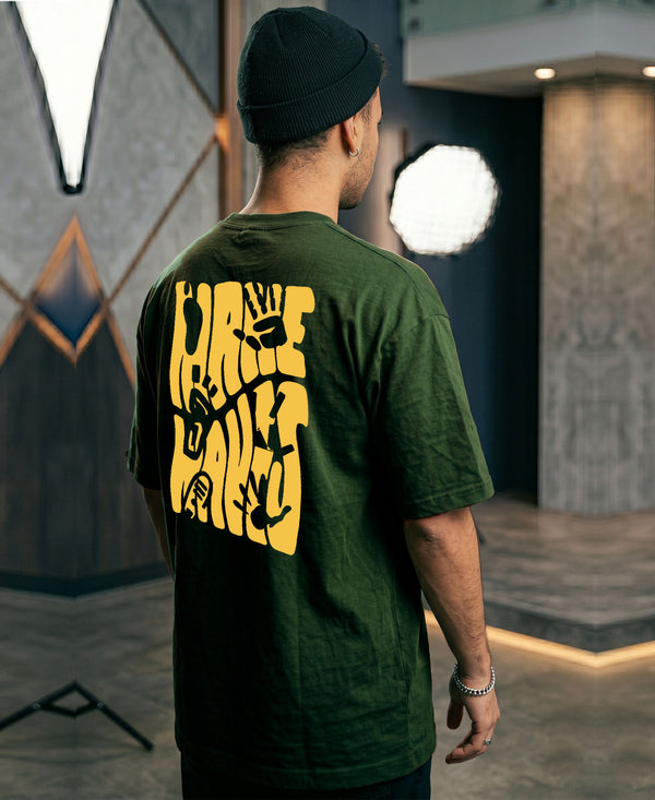 T.T. Men OversizedGraaphic Printed T-Shirt Green
