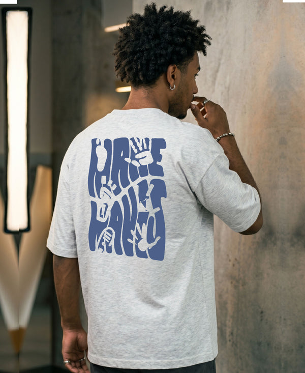 T.T. Men OversizedGraaphic Printed T-Shirt Grey Melange