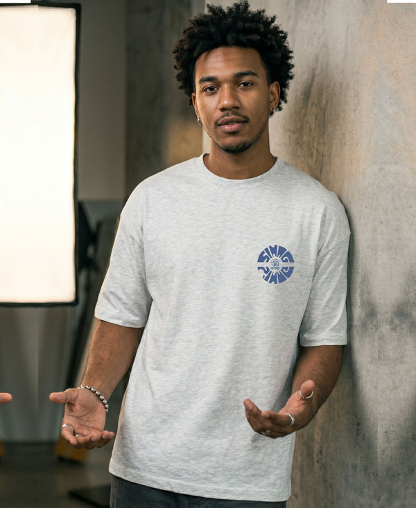 T.T. Men OversizedGraaphic Printed T-Shirt Grey Melange