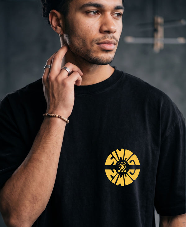 T.T. Men OversizedGraaphic Printed T-Shirt Black