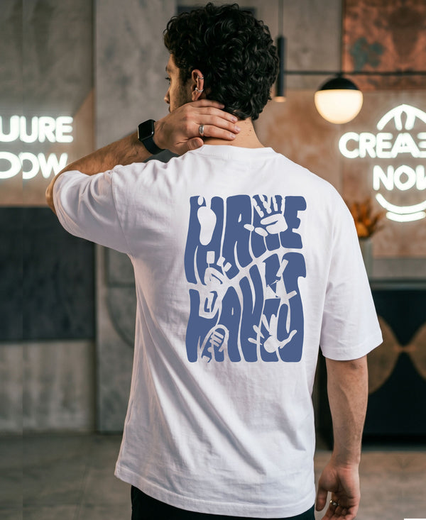 T.T. Men OversizedGraaphic Printed T-Shirt White
