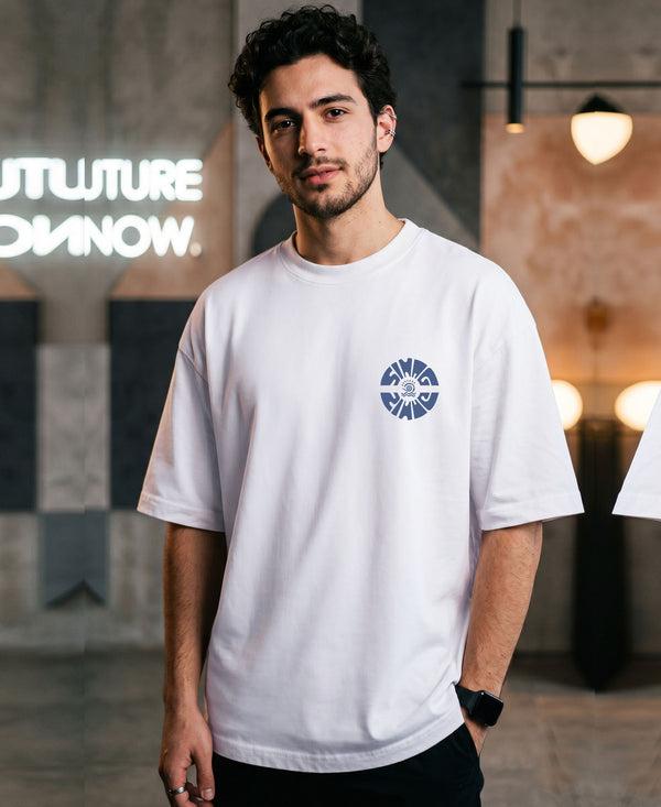 T.T. Men OversizedGraaphic Printed T-Shirt White