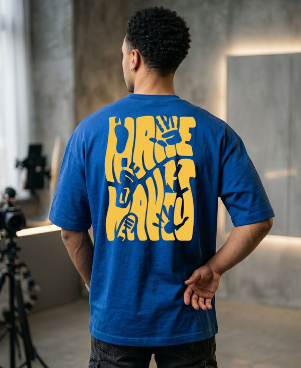 T.T. Men OversizedGraaphic Printed T-Shirt Royal Blue