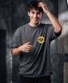 T.T. Men OversizedGraaphic Printed T-Shirt Anthra Melange