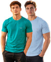 Hiflyers Men Regular Fit Cotton Round Neck T-Shirt |Pack Of 2|Teal Blue,Baby Blue