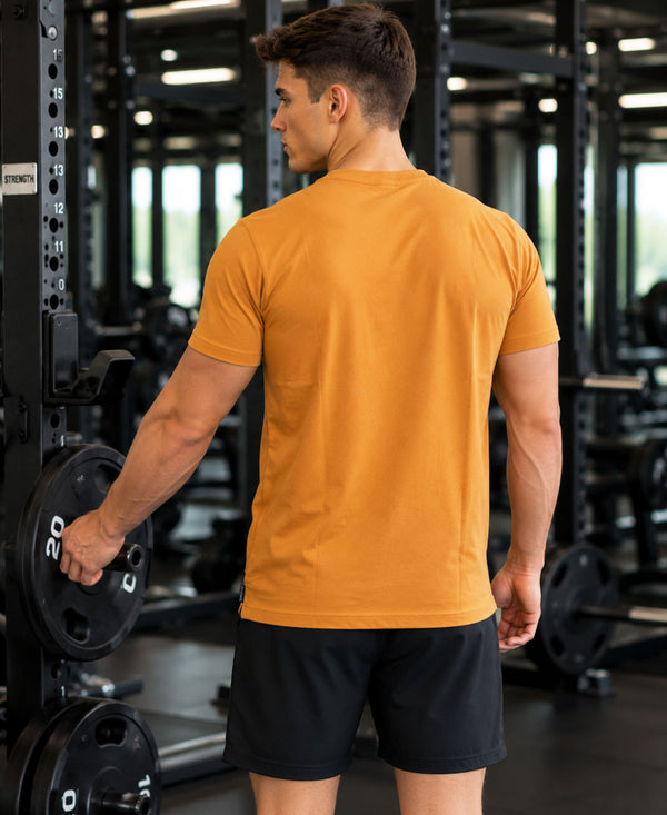 Hiflyers Men Regular Fit Cotton Round Neck T-Shirt |Pack Of 2|Mustard,Olive