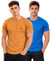 Hiflyers Men Regular Fit Cotton Round Neck T-Shirt |Pack Of 2|Mustard,Blue
