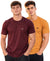 Hiflyers Men Regular Fit Cotton Round Neck T-Shirt |Pack Of 2|Maroon,Mustard