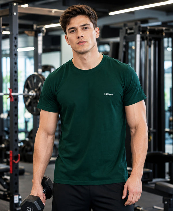 Hiflyers Men Regular Fit Cotton Round Neck T-Shirt |Pack Of 2|Teal Blue,Green