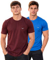 Hiflyers Men Regular Fit Cotton Round Neck T-Shirt |Pack Of 2|Maroon,Blue