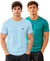 Hiflyers Men Regular Fit Cotton Round Neck T-Shirt |Pack Of 2|Light Blue,Teal Blue