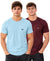 Hiflyers Men Regular Fit Cotton Round Neck T-Shirt |Pack Of 2|Light Blue,Maroon