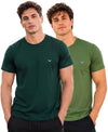 Hiflyers Men Regular Fit Cotton Round Neck T-Shirt |Pack Of 2|Green,Olive