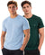 Hiflyers Men Regular Fit Cotton Round Neck T-Shirt |Pack Of 2|Baby Blue,Green