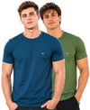Hiflyers Men Regular Fit Cotton Round Neck T-Shirt |Pack Of 2|Airforce,Olive